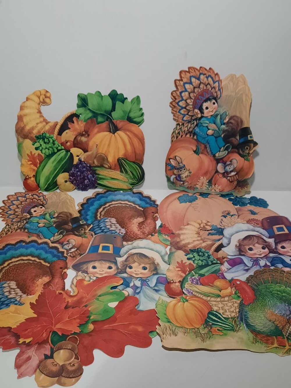 Vintage Eureka USA Thanksgiving Fall Die Cut Decorations Lot of 11 Double Sided